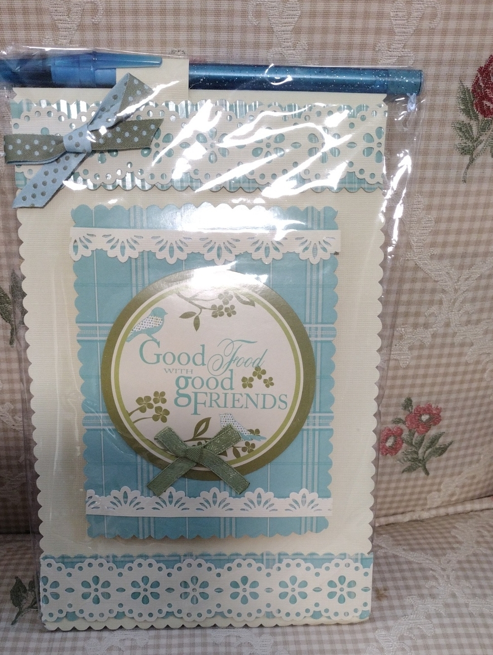 Good Food With Good Friends Blue  Customized Friends Notepad